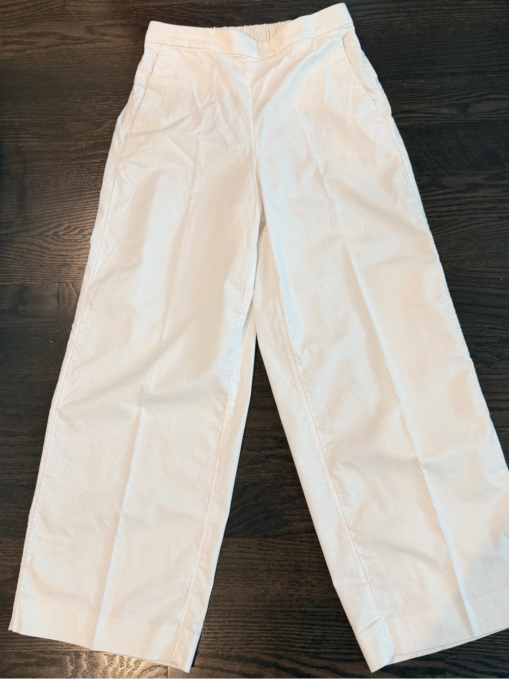 Banana Republic White Wide-Leg Women's Cotton Trousers